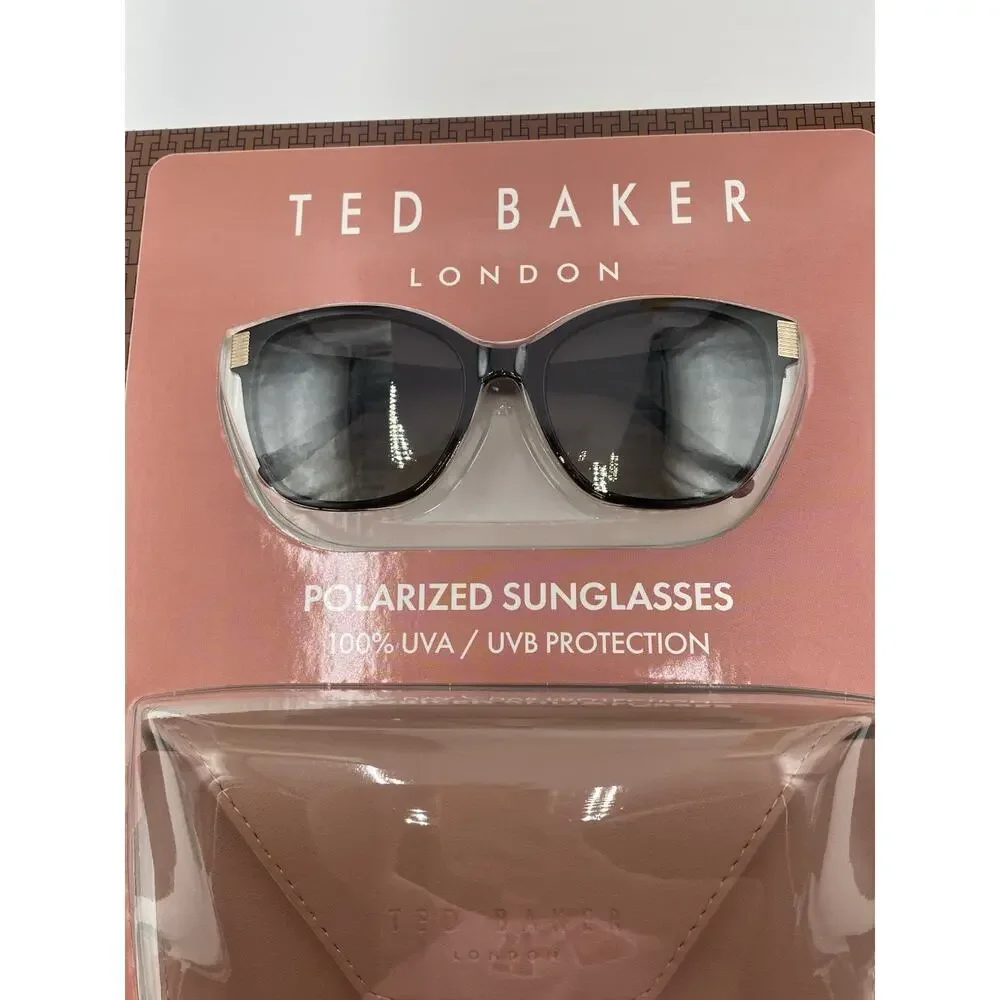 TED BAKER Womens Gold Brown Gradient Polarized Metal Aviator Sunglasses NIB